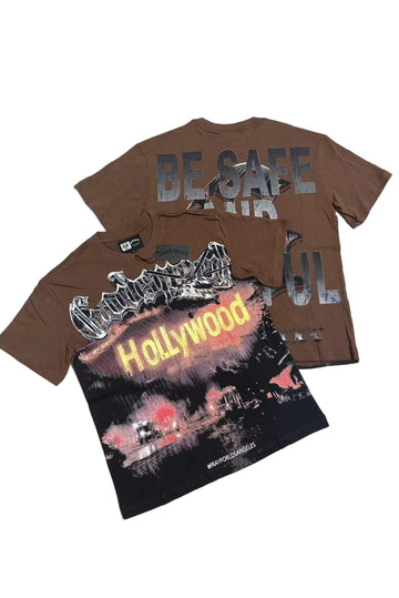 Hollywood letter printed T-shirt